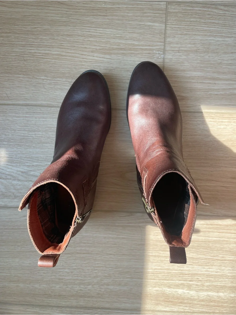 Born Brown Leather Ankle Booties Buckle Strap Size 7.5 Like New